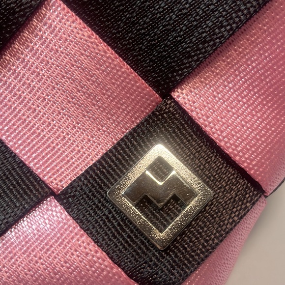 Maggie Bags Pink/Brown Genuine Seat Belt Webbing Medium Handbag/Shoulder Bag - Picture 2 of 11
